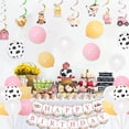 thumbnail image 2 of Pink Farm Animals Birthday Decorations for Girls Farmhouse Floral Theme Happy Birthday Banner Cow Pig Donkey Balloons Hanging Swirls Cake Cupcake Toppers for Kids Barnyard Theme Bday Party Supplies, 2 of 7