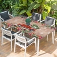 thumbnail image 2 of Red Christmas Table Cloths for 3 Foot Rectangle Tables, Truck Xmas Tree Snowflake Winter Wooden Patio Waterproof Elastic Fitted Tablecloths, Washable Rectangular Table Cover for Camping, 2 of 8