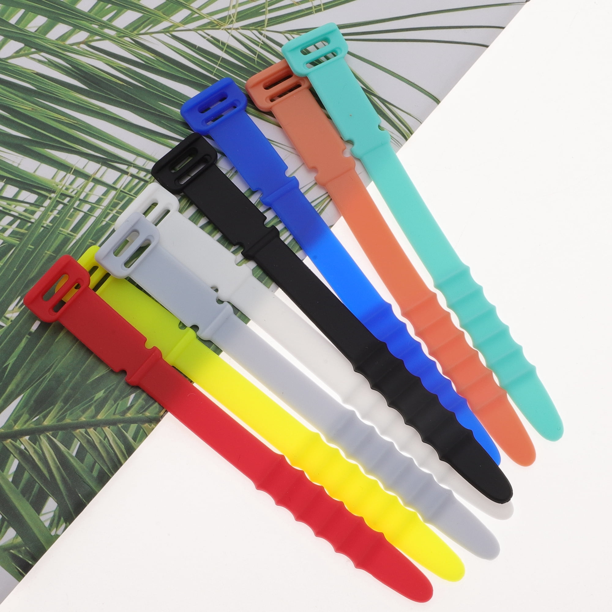 Unique Bargains 10pcs Multipurpose Cord Organizer Silicone Cable Ties Multicolor Black