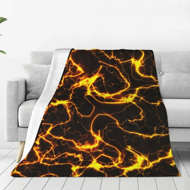 Balery Orange Lightning Manta de Felpa Suave y Acogedora – Cobija de Franela Aterciopelada para Cama, Lavable y Cálida para Sofá, Mascotas, Transpirable-40"x30"