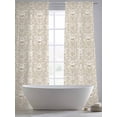 thumbnail image 5 of Beige Damask Sheer Curtains 96 Inch Length 2 Panels Set, Vintage Country Scroll Floral Patterned Voile Window Treatment Semi Sheer Long Curtains Drapes for Bedroom/Living Room/Kitchen 52"x96"x2, 5 of 7