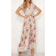 thumbnail image 3 of Vestido largo de fiesta en la playa con abertura y manga corta con cuello en V y estampado floral bohemio para mujer Ormromra  WMZY-781-5, 3 of 8
