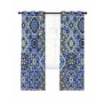 thumbnail image 7 of Vintage Boho Blackout Curtains for Bedroom, Middle Century Bohemia Style Patchwork Blue Thermal Insulated Kitchen Drapes with Grommets, Light Blocking Window Treatment, 2 Panels 42" x 63", 7 of 7