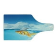 thumbnail image 2 of Shark Cutting Board, Goldfish Mammal Fin on Top of the Water Fake Comical Humorous Nature Image, Decorative Tempered Glass Cutting and Serving Board, Wine Bottle Shape, Blue Orange, by Ambesonne, 2 of 5