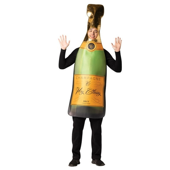 Imposta Costumes Champagne Bottle Halloween Costume, Green Gold, Adult One Size, R1263-OS