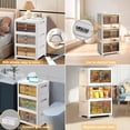 thumbnail image 2 of MECOLOR Foldable Storage Containers with Wheels and Doors, 5 x 34L Stackable Storage Bins with Lids, Plastic Storage Organizers for Study room, Classroom (5 pack), 2 of 9