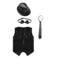 thumbnail image 2 of iiniim Kids Girls Boys Jazz Hip-hop Dance Outfits Vest Crop Top with Hat and Bowtie Necktie Costume Black 9-10, 2 of 7