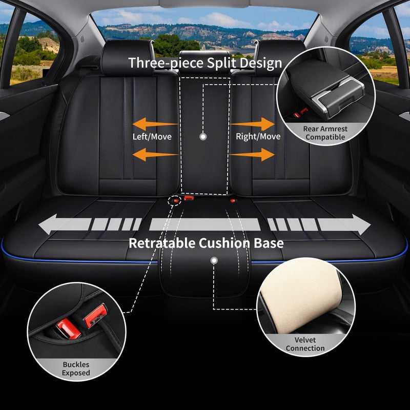 Car Seat Covers Full Set For Hyundai Elantra 2002-2024 2025, Breathable Waterproof Nappa Leather Auto Seat Protectors with Lumbar Support, Luxury Automotive Interior Accessories