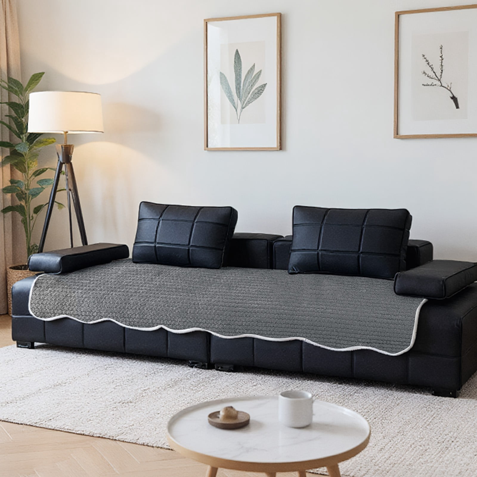 TOPCHANCES Soft Velvet Couch Covers, Fluffy Couch Slipcover for Dogs Cats, Non-Slip Sofa Protective Cover, Cozy Pets Bed Mat Furniture Protector (Dark Gray, 35.4x63 in)