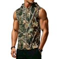 thumbnail image 3 of Men’s Athletic Sleeveless Hoodie with Drawstring Hood and Front Pocket Casual Loose Fit Camouflage Patterned Vest Top, 3 of 7
