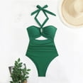 thumbnail image 5 of OSFVNOXV Swim Suits for Women 2025 Summer Halter Cross Front Bikini Top Bodycon Cutout High Waisted Hipster Bathing Suit, 5 of 9