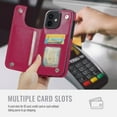 thumbnail image 4 of for iPhone 11 Wallet Case with Card Holder, PU Faux Leather Kickstand Card Slots Case, Double Magnetic Clasp and Durable Shockproof Cover, 4 of 8