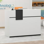 Homsee Office Reception Station, Reception Desk with Locked Drawer, Open Shelves and Cabinet