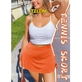thumbnail image 6 of TZLDN Women's V-Cut Crossover High Waisted Tennis Skirts with Pockets Inner Shorts Crossover Lightweight For Athletic Workout Mini Skirts Orange,L, 6 of 7