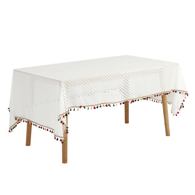 Mantel rectangular REGALWOVEN Uxcell, mantel con borlas, cubre mesa sin arrugas, para cocina, cena, fiesta colorido 53x71 pulgadas