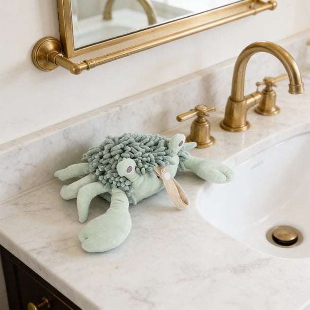 CaiYueKe Crab Hand Towel, Cute Animal Shaped Hand Towel, Super Absorbent Kitchen Towel, Fun Bath Towel, Novelty Crab Washcloth, Drying Hands Dish Towel, Bathroom Kitchen Decor