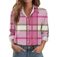 thumbnail image 3 of Xuniizn Womens Button Down Shirts Plaid Long Sleeve Shirts for Women Collared Fall Business Casual Blouses Lightweight Work Tops, 3 of 6