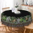 thumbnail image 3 of MIZHONA Jungle Animals Round Tablecloth,Country Black Table Cloth for Kitchen Dinning Party Outdoor Decor，72", 3 of 5