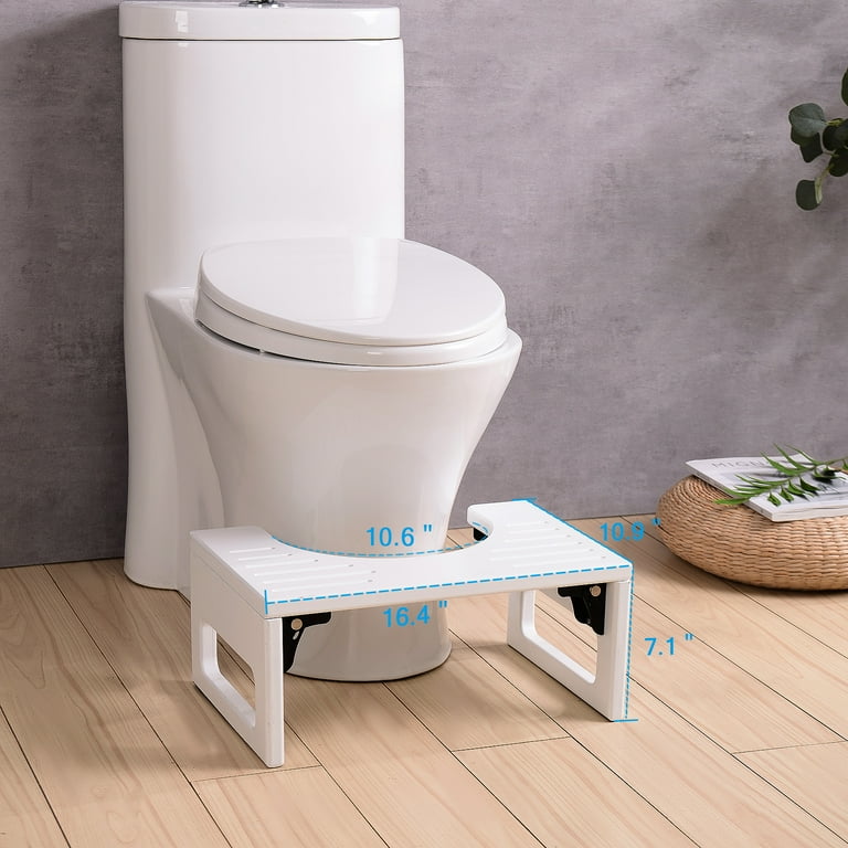 AmazerBath 7 Inch Bamboo Toilet Stool Collapsible Toilet Poop Stool for Bathroom Men Women White