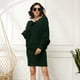 thumbnail image 4 of 2023 nuevo otoño e invierno europeo y americano de talla grande de las mujeres sueltas manga murciélago suéter largo suéter vestido, 4 of 4