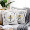 thumbnail image 3 of Outdoor Pillow Cover Busy Bee Set of 2 Waterproof Throw Pillowcases Smell Spring Flower Dot Ring Decorative Patio Furniture Pillows for Couch Garden Indoor & Outdoor Use, 3 of 9