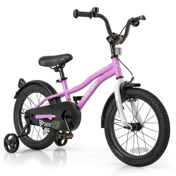 Costway 16" Kids Bike for 4-7 Years Old Boys & Girls with Adjustable Seat Handbrake Reflectors Purple