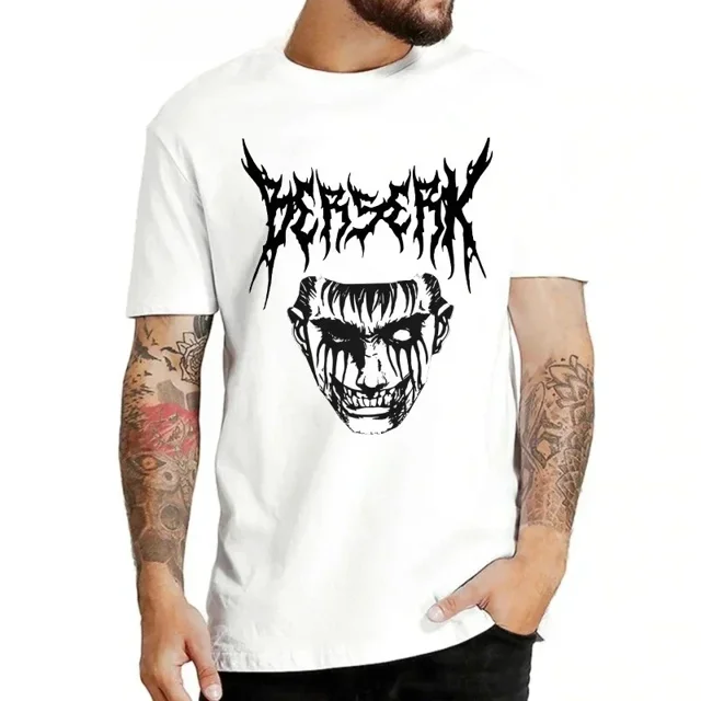 Camiseta de algodón de Anime Harajuku, Berserk Guts Eyes Print, divertida camiseta gráfica, camiseta de Manga, camiseta de Hip Hop Unisex