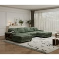 thumbnail image 4 of U-Shaped Convertible Sectional Couch, 4-Seat Boneless Sofa with Reversible Chaise - Soft Corduroy Fabric, Modern Living Room Furniture, Green, 4 of 9
