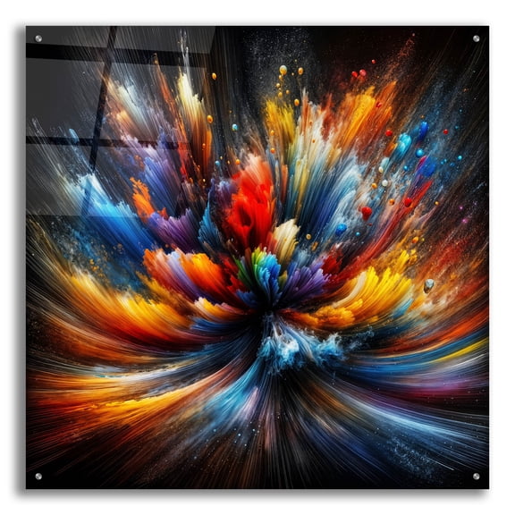 Epic Art 'Color Burst 4' by Rey Klimt Acrylic Glass Wall Art, 36" x 36"