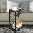 Renwick Cshaped Wood and Metal Leaf Pattern End Table, Set of 2, Brown/Black