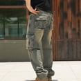 thumbnail image 6 of Huuilaibazoo Men's Casual Loose Hip Hop Denim Work Pants Jeans with Cargo Pockets, 6 of 7