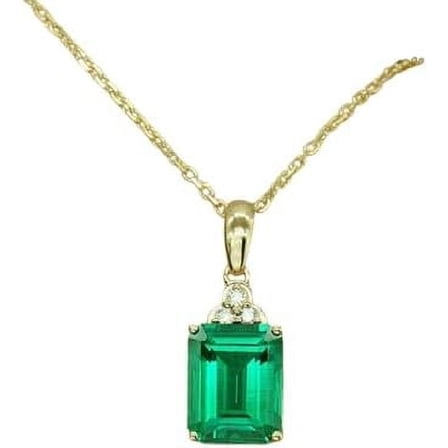 2.00Ct Green Emerald 925 Silver Women's Pendant 14k Yellow Gold Plated With 18" Chain
