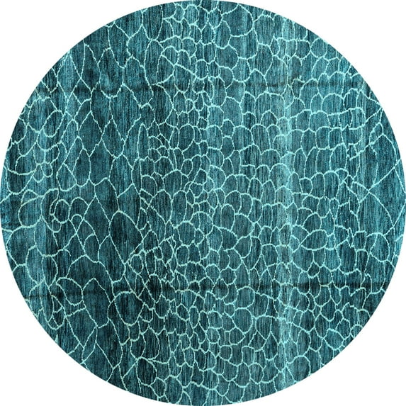 Ahgly Company Indoor Round Abstract Light Blue Modern Area Rugs, 7' Round