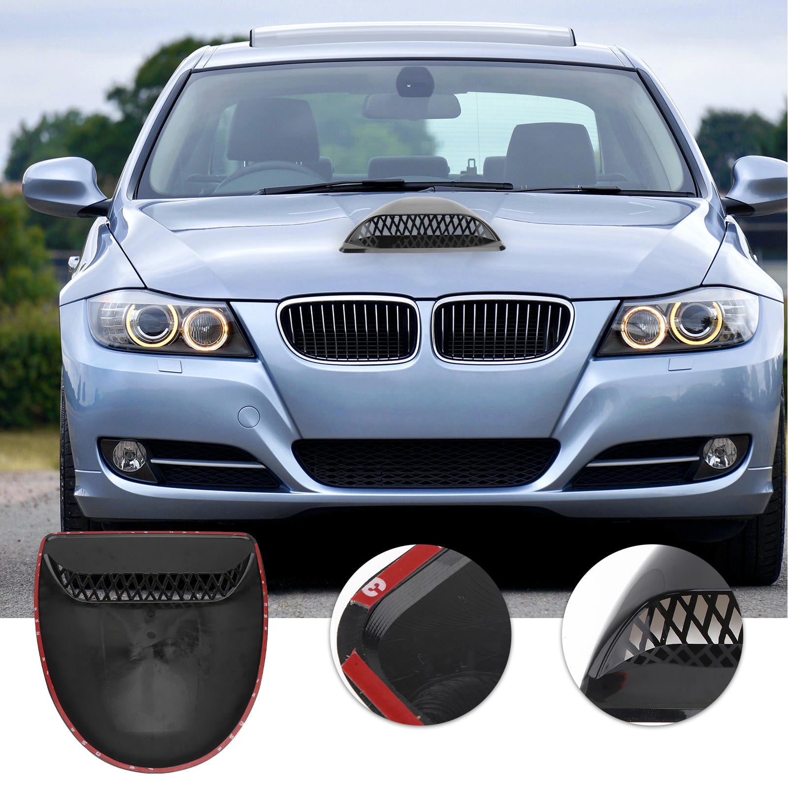 COMPUKAS Black ABS Car Air Intake Hood Vent Cover Replacement Part, 1-Pack for Vehicle Engine Performance