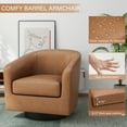 thumbnail image 5 of DREAMSIDEA PU Leather Swivel Barrel Club Chair, Modern Accent Chairs Set of 2 Upholstered Round Armchair for Living Room, Office, Bedroom -Brown, 5 of 5