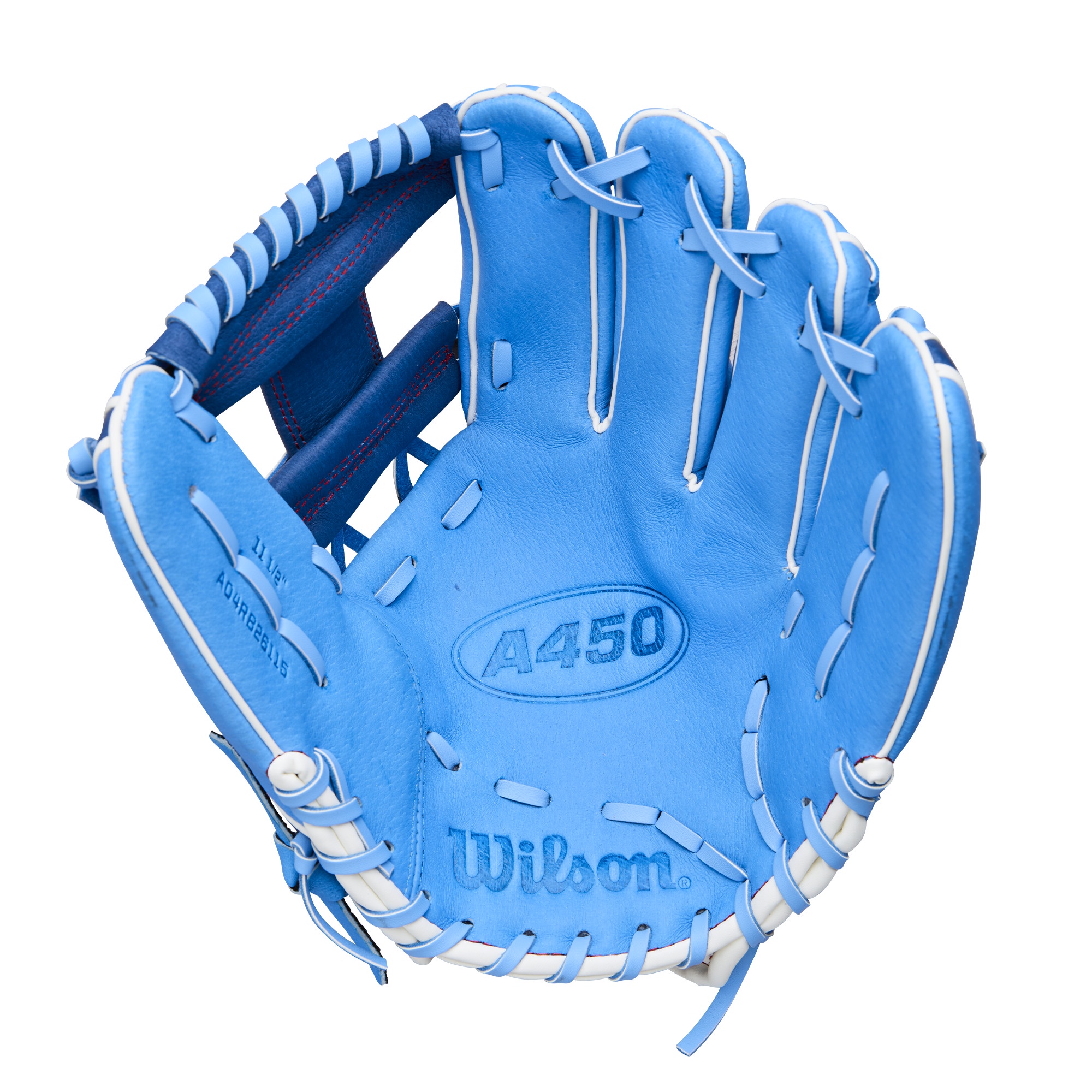 Wilson 2026 A450® 11.5" Youth Baseball Glove - Cool Blue/Royal/Red, Right Hand Throw