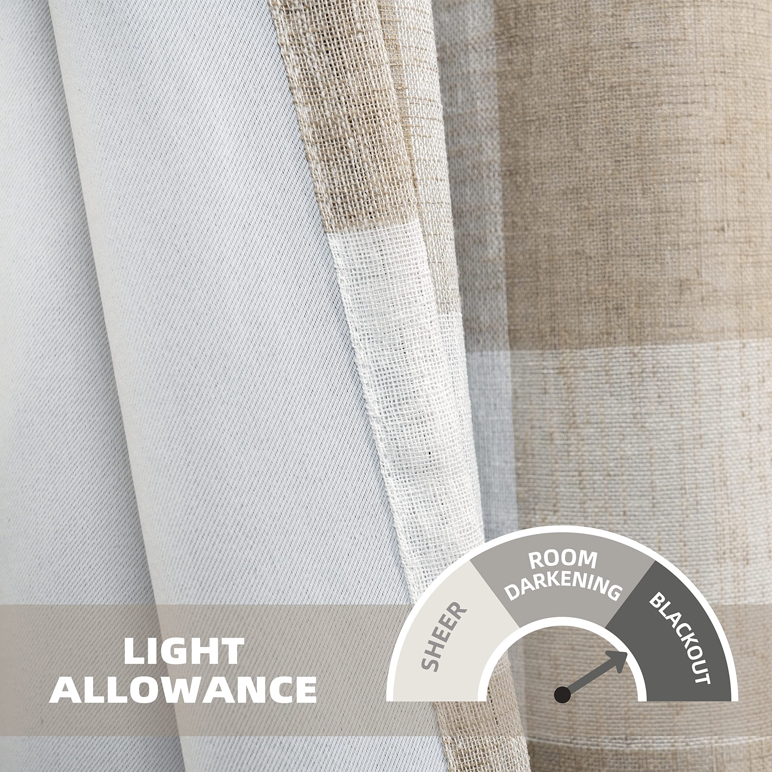 DriftAway Classic Taupe Plaid Grommet Blackout Curtain, 108” x 84”