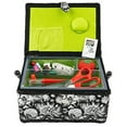 thumbnail image 3 of SINGER Sewing Basket with Notions Storage, Black and White Floral Print, 3 of 8