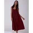 thumbnail image 5 of Women Dresses Spaghetti Strap V Neck Casual Sleeveless Sundress YS8131-Burgundy M, 5 of 8