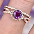 thumbnail image 4 of dreamofdazzle Jewels 4.00 Ctw Cushion Cut Amethyst & Diamond Wedding Anniversary Wedding Bridal Set Band Ring 14K Rose Gold Plated 925 Sterling Silver 925 Sterling Silver -8.5, 4 of 4