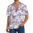 thumbnail image 3 of Haiem Butterflies in Pastel Men's Casual Shirts Short Sleeve Button Down Shirts Fashion Textured Summer Beach Shirt-Medium, 3 of 7
