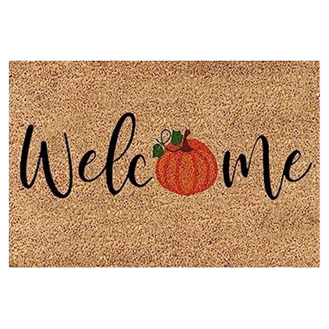 Halloween Pumpkin Pattern Non-Slip Floor Mat, Indoor Outdoor Welcome Doormat for Corridor Terrace, Washable Decor Entrance Rug