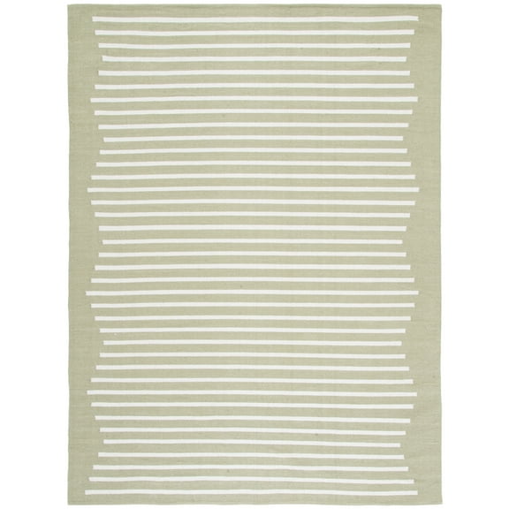SAFAVIEH Montauk Amadine Striped Cotton Area Rug, Light Green/Ivory, 9' x 12'
