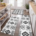 thumbnail image 2 of Black Geometric Triangle Diamond Pattern Kitchen Rugs Sets Of 3,Kitchen Runner Rugs Non Skid Washable,Decorative Kitchen Floor Mats for Kitchen,Sink,Laundry,17"x30"+ 17"x47" + 17"x59", 2 of 6