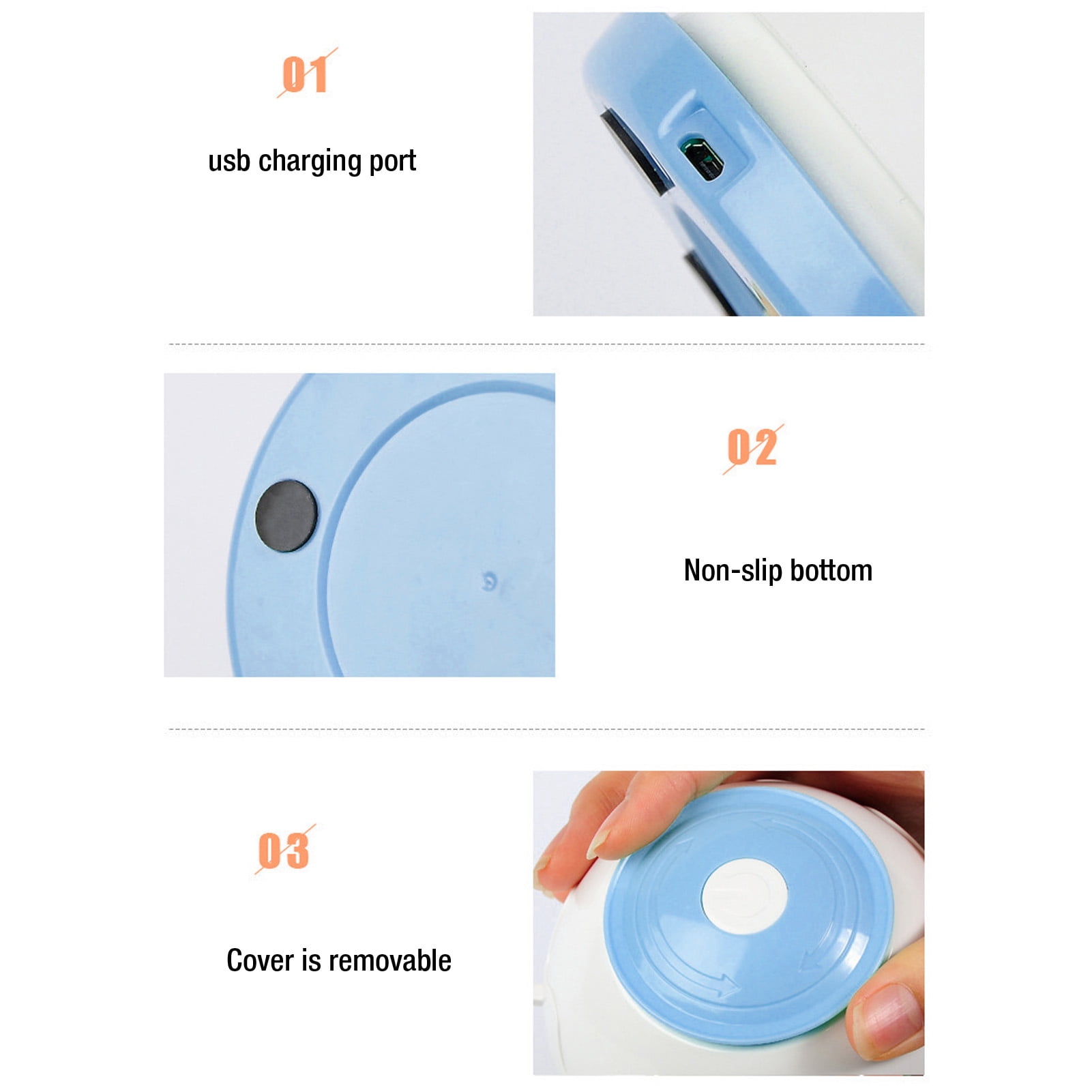 YAHHU Smart Interactive Cat Toy LED Light 4 Speed Rotatable Low Noise Electric Feather Teaser Stick For Cats Exercise And Training Blue (5.12 inches / 13 cm)
