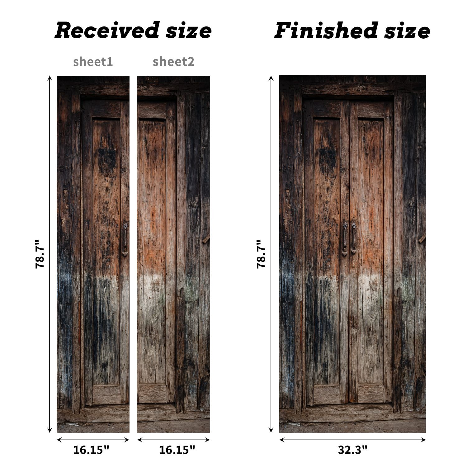 Self Adhesive Vinyl Refrigerator Wrap Set Wooden Door Mural Removable Fridge Sticker Peel and Stick&nbsp;Full Door Cover Decal Kitchen Bar Decor