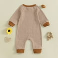 thumbnail image 5 of Rhuody Newborn Onesies Girl 0-3 Months Long Sleeve Football Bodysuit Striped Crewneck Infant Romper Jumpsuit Outfit Lovely Cozy Clothings Brown, 5 of 8