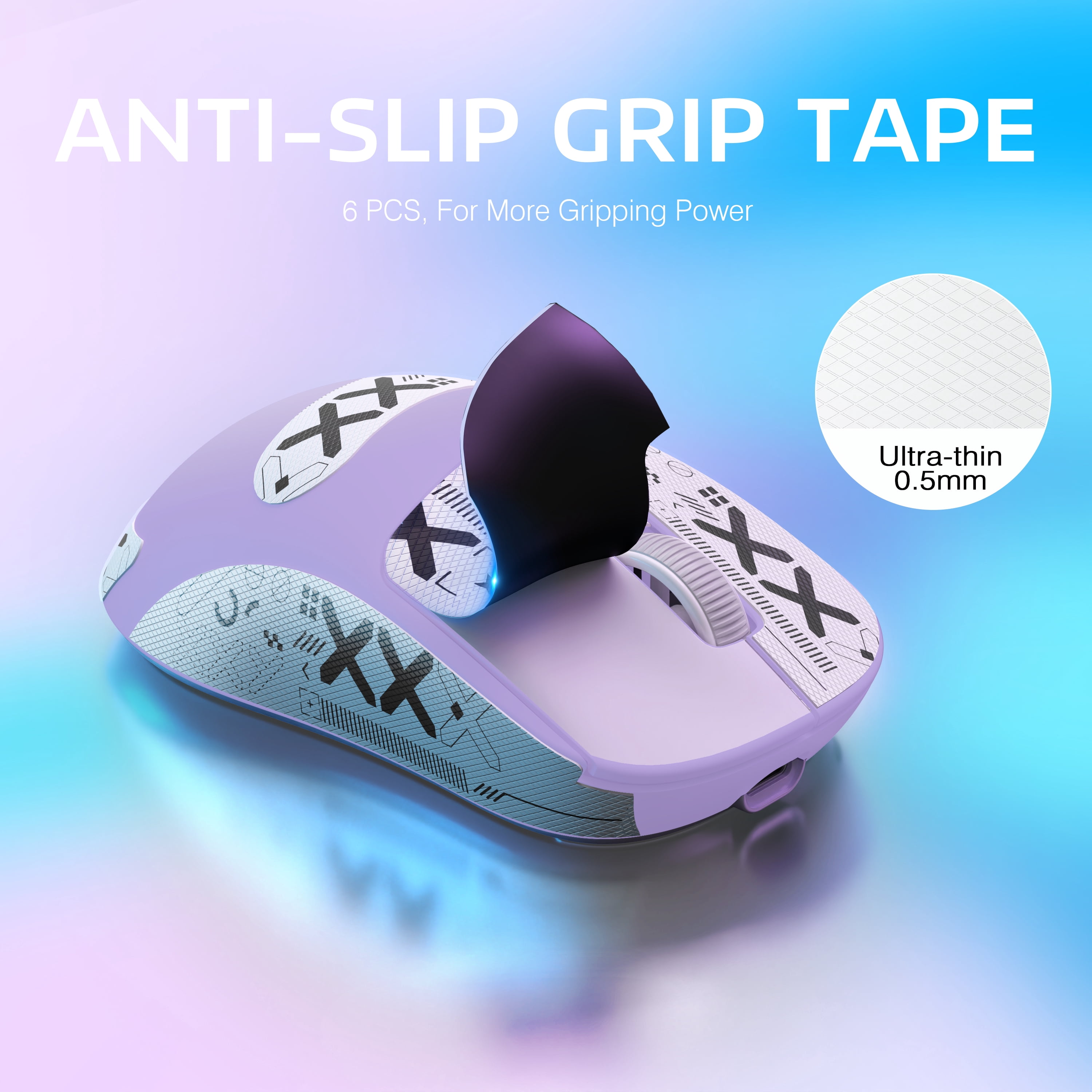 ATTACK SHARK X3 Wireless Gaming Mouse, 49g Ergonomic Design, Tri-Mode Bluetooth/2.4G/USB-C Wired, PAW3395 Optical Sensor, 26000 DPI, Programmable Buttons, for PC/Laptop/Mac, Purple with Griptape