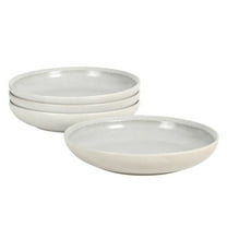 Gibson Elite Beckett 4-Piece Ash White Dinner Bowl Set – Reactive Glaze Stoneware – Shallow Pasta Bowls – Round Wide-Rim Design – Microwave & Dishwasher Safe