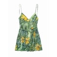 thumbnail image 3 of Women'S Print Mini Dress -Backless Slip Dress with Draped Detail, Party Short Dresses Green S, 3 of 6